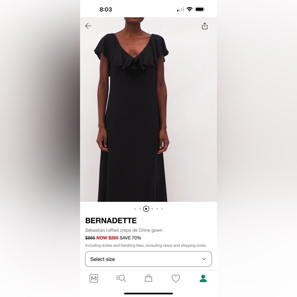 BERNADETTE. NWT. Sebastian ruffled crepe de Chine gown. SIZE FR 42